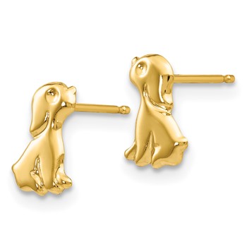 14k Madi K Sitting Dog Childrens Post Earrings — alternate view