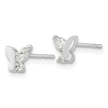 14k White Gold Madi K CZ Butterfly Childrens Post Earrings — alternate view