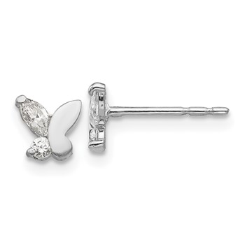 14k White Gold Madi K CZ Butterfly Childrens Post Earrings