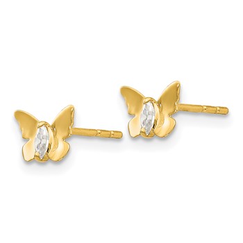 14k Madi K CZ Butterfly Childrens Post Earrings — alternate view