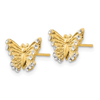 14k Madi K CZ Butterfly Childrens Post Earrings — alternate view
