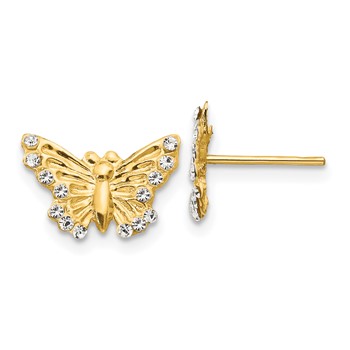 14k Madi K CZ Butterfly Childrens Post Earrings