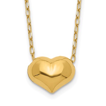 14k Madi K Small Hollow Heart 17 inch with 1 inch extender Necklace