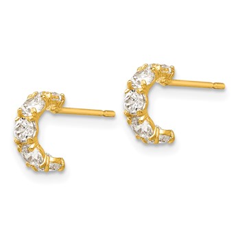 14k Madi K CZ Five Stone J-Hoop Childrens Post Earrings — alternate view