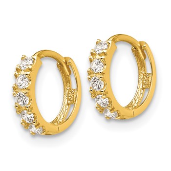 14k Madi K CZ 3x9mm Childrens Hinged Hoop Earrings — alternate view