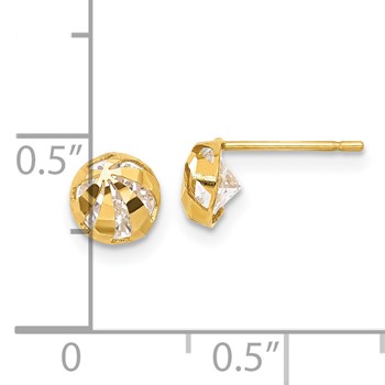 14k Madi K CZ D/C Children's Half Round Ball Post Earrings — alternate view