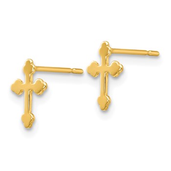14k Madi K Cross Childrens Post Earrings — alternate view