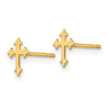 14k Madi K Cross Childrens Post Earrings — alternate view