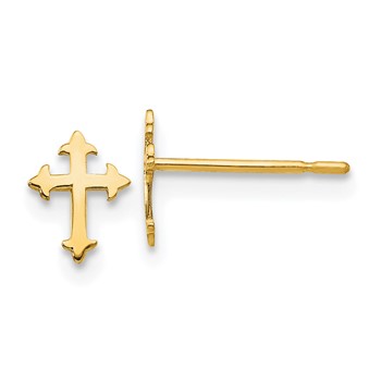 14k Madi K Cross Childrens Post Earrings