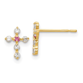 14k Madi K CZ Cross Childrens Post Earrings