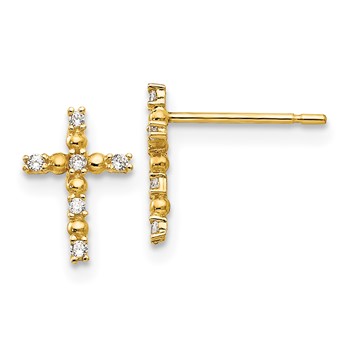 14k Madi K CZ Cross Childrens Post Earrings