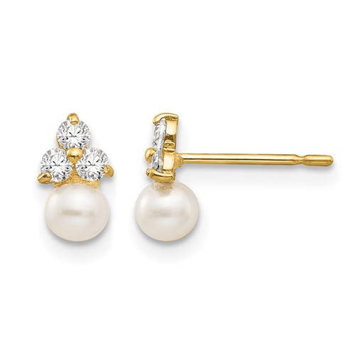 14k Madi K CZ and FW Cultured Pearl Post Earrings
