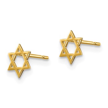 14k Madi K Star of David Childrens Post Earrings — alternate view