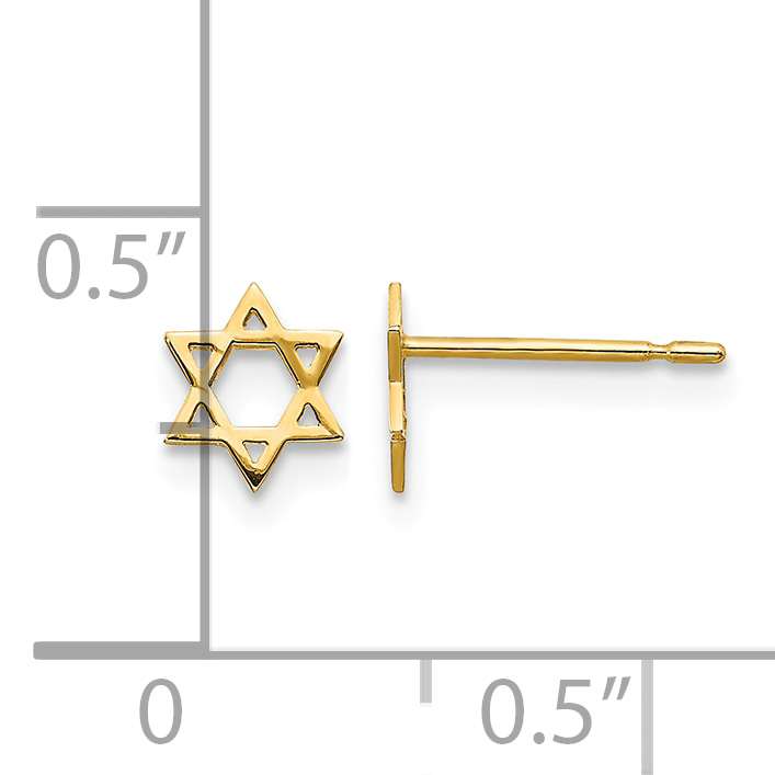 14K Yellow Gold Star of David Post Earrings detailed image 4