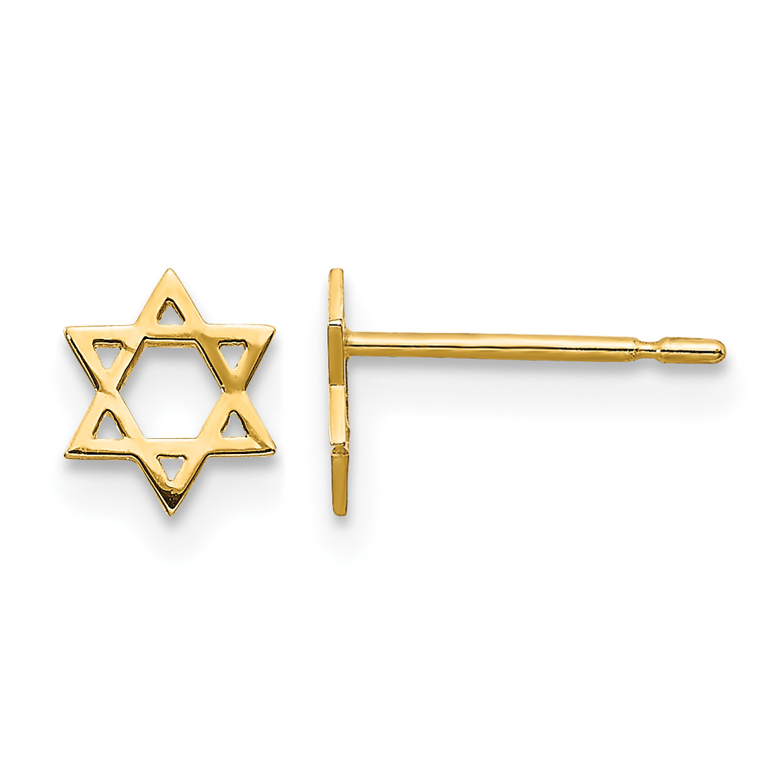 14K Yellow Gold Star of David Post Earrings main product image