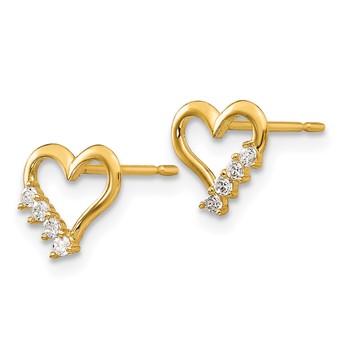 14k Madi K CZ Heart Childrens Post Earrings — alternate view