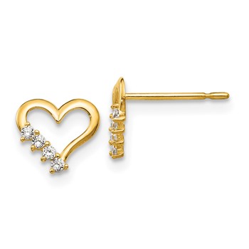 14k Madi K CZ Heart Childrens Post Earrings