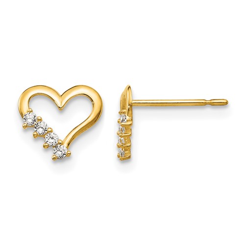 14k Madi K CZ Children's Heart Post Earrings