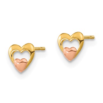 14k Yellow and Rose Gold Madi K 5.00mm Heart Childrens Post Earrings — alternate view