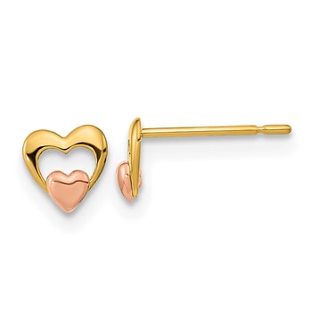 14k Yellow and Rose Gold Madi K 5.00mm Heart Childrens Post Earrings