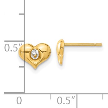 14k Madi K CZ Children's Heart Post Earrings — alternate view
