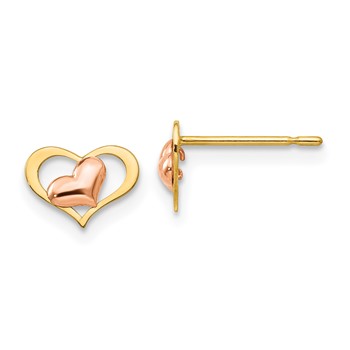 14k Yellow and Rose Gold Madi K 8.00mm Heart Childrens Post Earrings