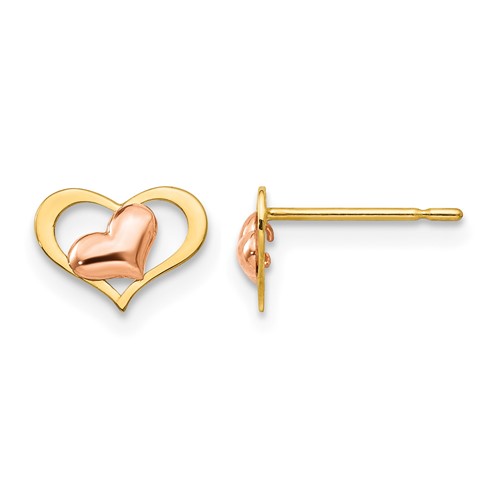 14k Yellow & Rose Gold Madi K Children's Heart Post Earrings
