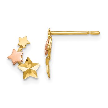14k Yellow and Rose Gold Madi K Diamond-cut Star Childrens Post Earrings
