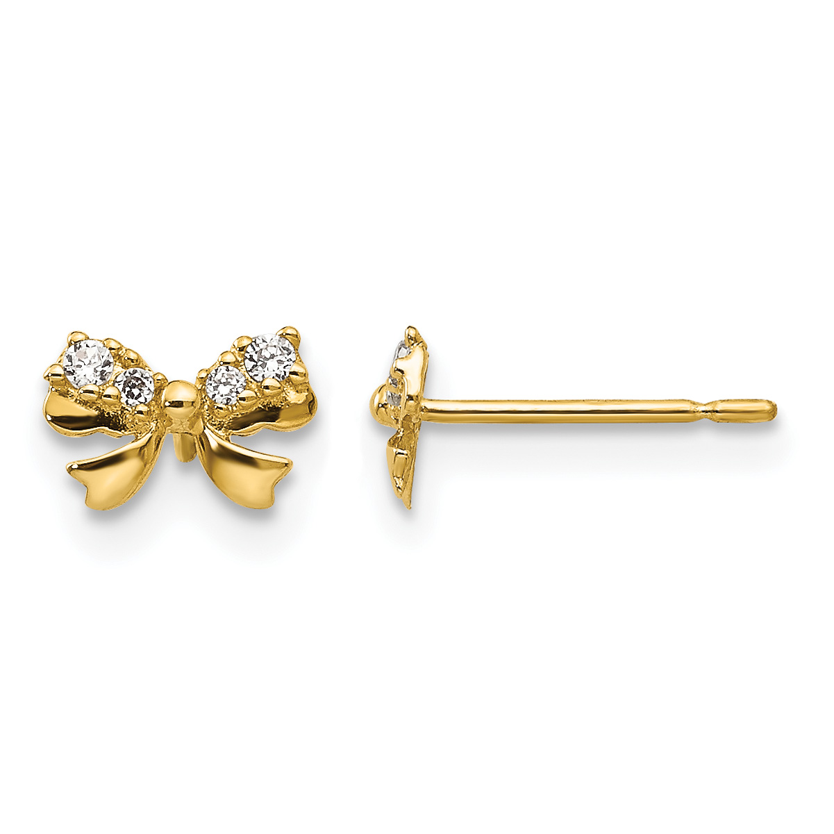Madi K CZ Bow Post Earrings Real 14k Yellow Gold 5x6mm Girl's Solid main product image