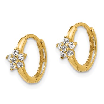 14k Madi K CZ Flower Childrens Hinged Hoop Earrings — alternate view