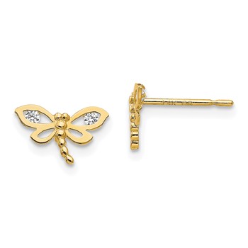 14k Madi K CZ Dragonfly Childrens Post Earrings