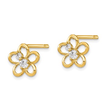 14k Madi K CZ Flower Childrens Post Earrings — alternate view