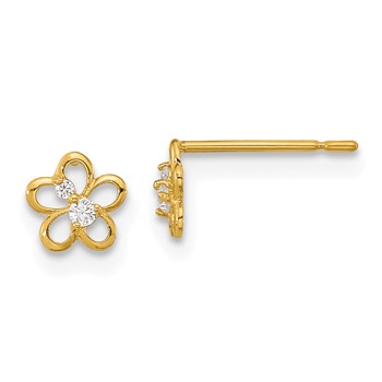 14k Madi K CZ Flower Childrens Post Earrings