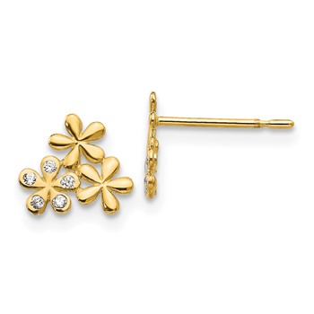 14k Madi K CZ Flowers Childrens Post Earrings
