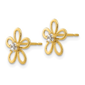 14k Madi K CZ Flower Childrens Post Earrings — alternate view