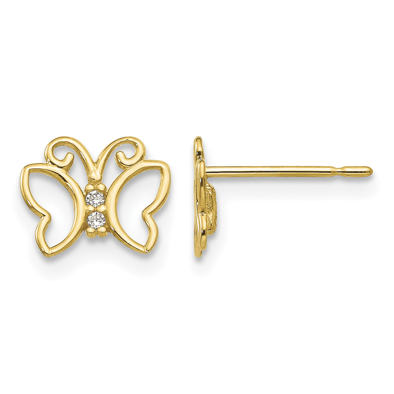 Madi K CZ Butterfly Post Earrings Real 14k Yellow Gold 7x8mm Girl's Animal Solid main product image