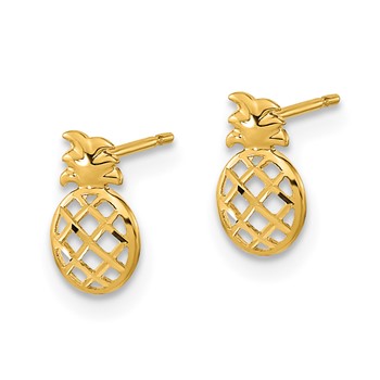 14k Madi K Diamond-cut Pineapple Childrens Post Earrings — alternate view