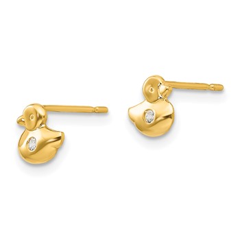 14k Madi K CZ Duck Childrens Post Earrings — alternate view