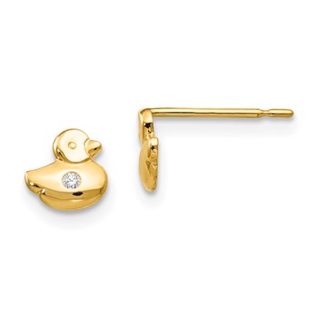 14k Madi K CZ Duck Childrens Post Earrings