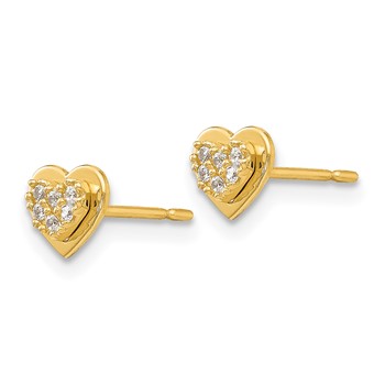 14k Madi K CZ 5mm Heart Childrens Post Earrings — alternate view