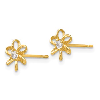 14k Madi K CZ Flower Childrens Post Earrings — alternate view