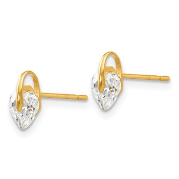 14k Madi K 5.00mm CZ Heart Childrens Post Earrings — alternate view