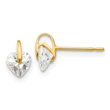 14k Madi K 5.00mm CZ Heart Childrens Post Earrings