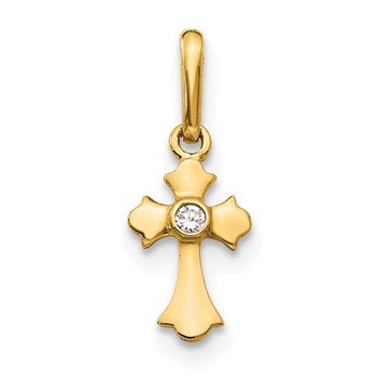 14k Madi K CZ Cross Childrens Pendant