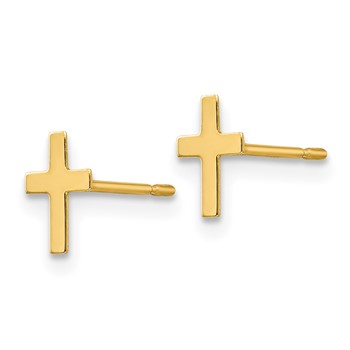 14k Madi K Cross Childrens Post Earrings — alternate view
