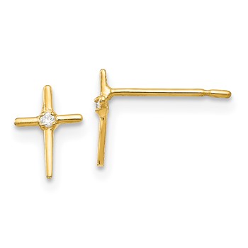 14k Madi K CZ Cross Childrens Post Earrings
