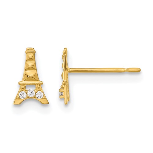 14k Madi K Kids CZ Eiffel Tower Post Earrings