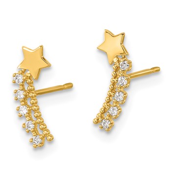 14k Madi K Kids CZ Shooting Star Post Earrings — alternate view