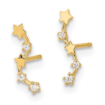 14k Madi K Curved Stars CZ Childrens Post Dangle Earrings — alternate view
