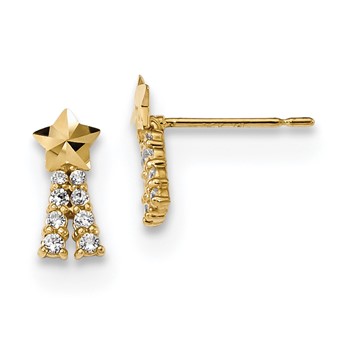 14k Madi K Kids CZ Shooting Star Post Earrings